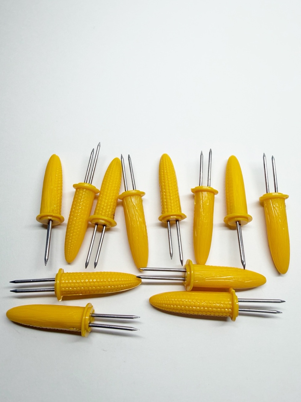 Vintage Yellow Corn Cob Holder Skewers Set of 12